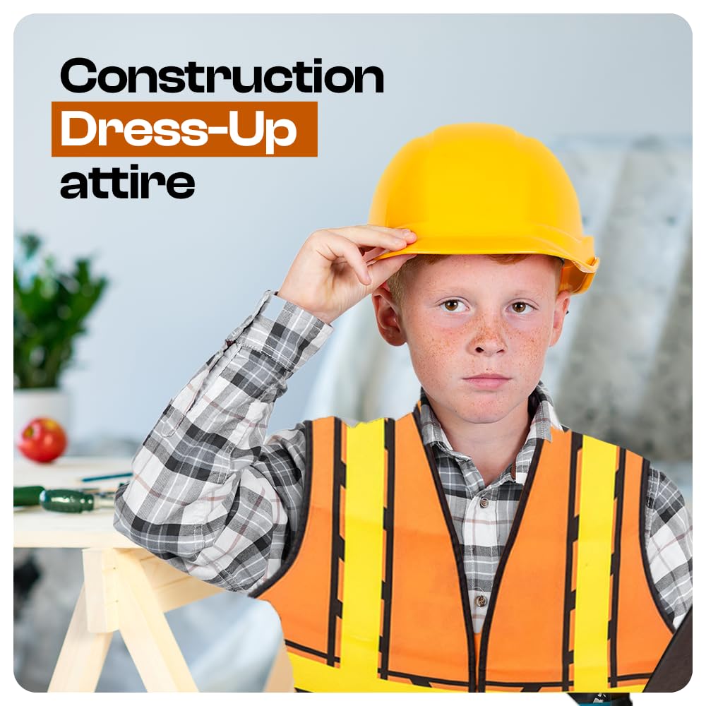 Tigerdoe Construction Worker Costume Kids - Construction Hat And Costume Vest - Construction Dress Up Accessories For Children (Construction Hat And Vest Costume)