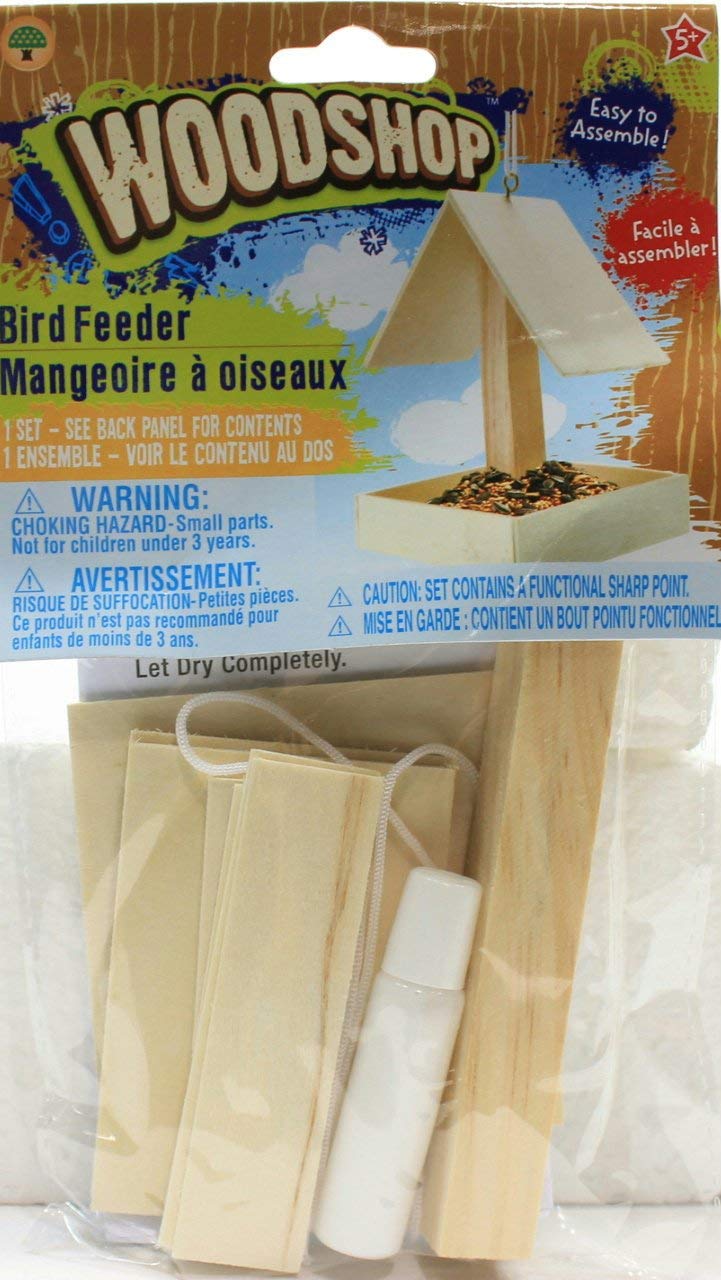 Set of 2 Kids DIY Woodshop Bird House and Bird Feeder - Easy To Assemble Activity Sets for Children