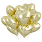 Light Gold Heart Balloons, 18 Inch Pastel Gold Heart Shape Balloons Foil, 10 Pcs Gold Heart Foil Balloons Love Balloon Helium Fo