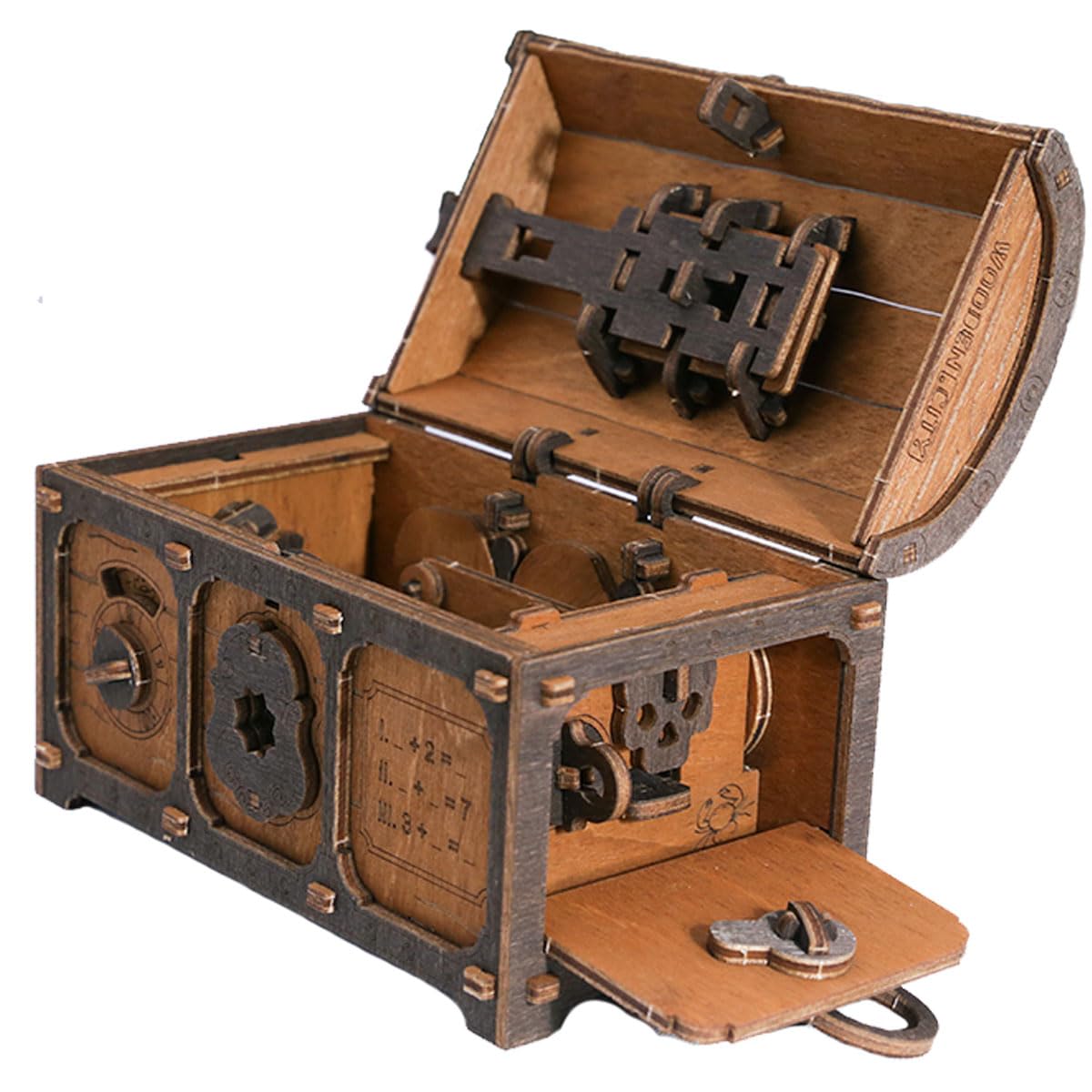 WOODEN.CITY Treasure Chest Escape Room Puzzle Box - 3D Wooden Mechanical Clue Box for Adults - Birch Plywood - Model WR355