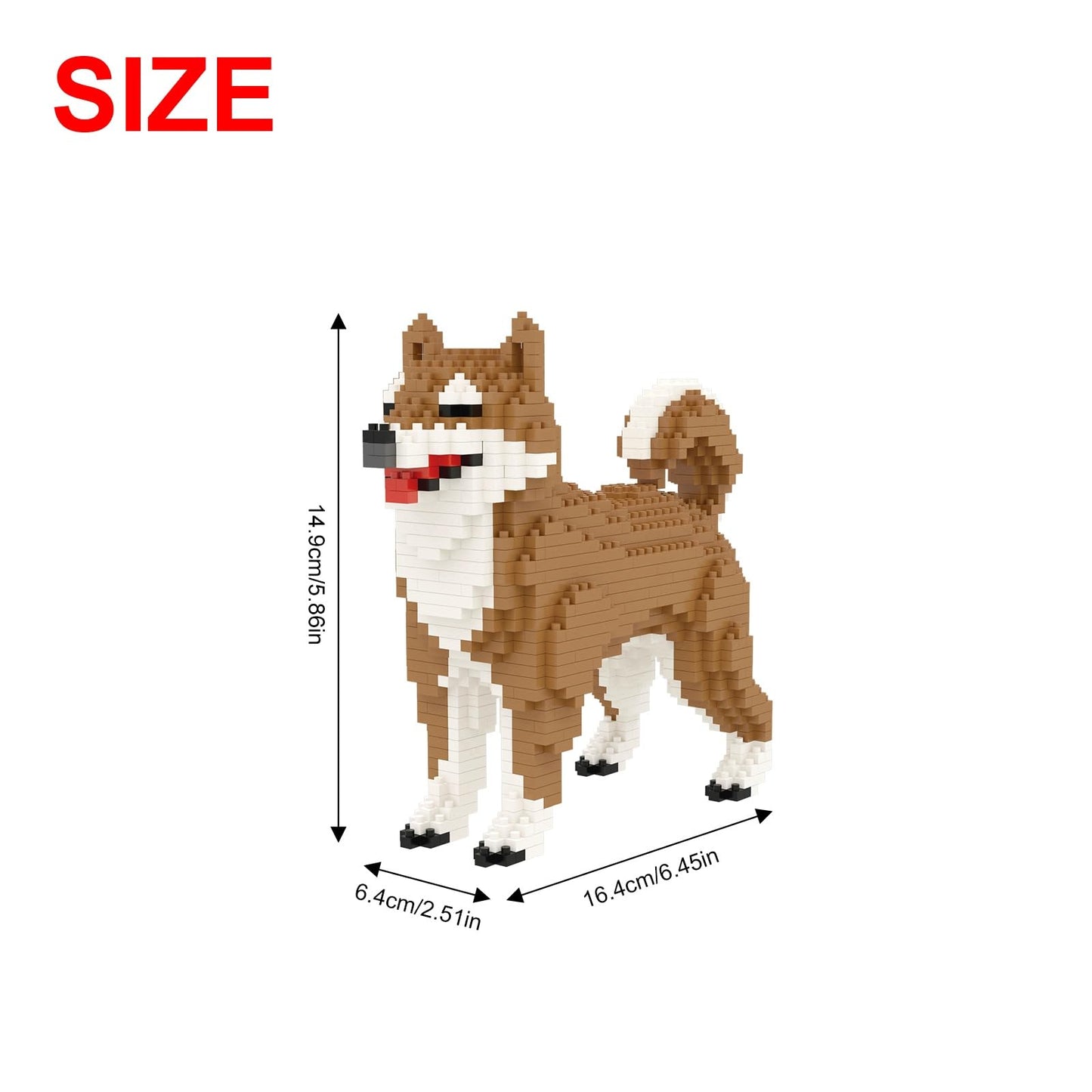 Larcele Micro Dog Building Blocks Mini Pet Building Toy Bricks, 814 Pieces Kljm-02(Male Shiba Inu)