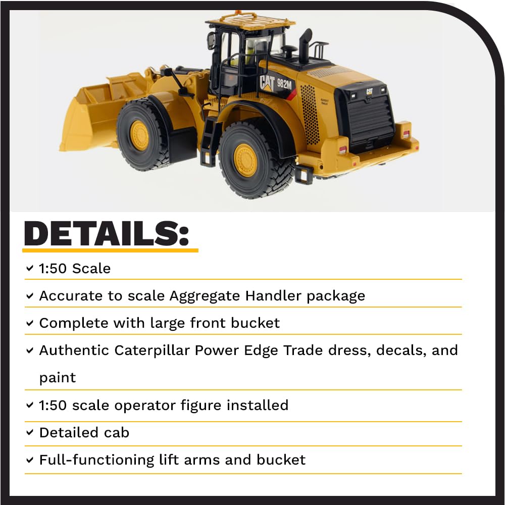 CAT Caterpillar 982M Wheel Loader with Operator High Line Series 1/50 Diecast Model by Diecast Masters