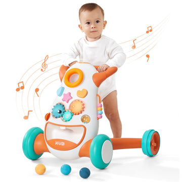 Kb Montessori Baby Walker - Interactive Push Toy For Toddlers Learning To Walk With Soft Music & Lights, Adjustable Speed & Non-