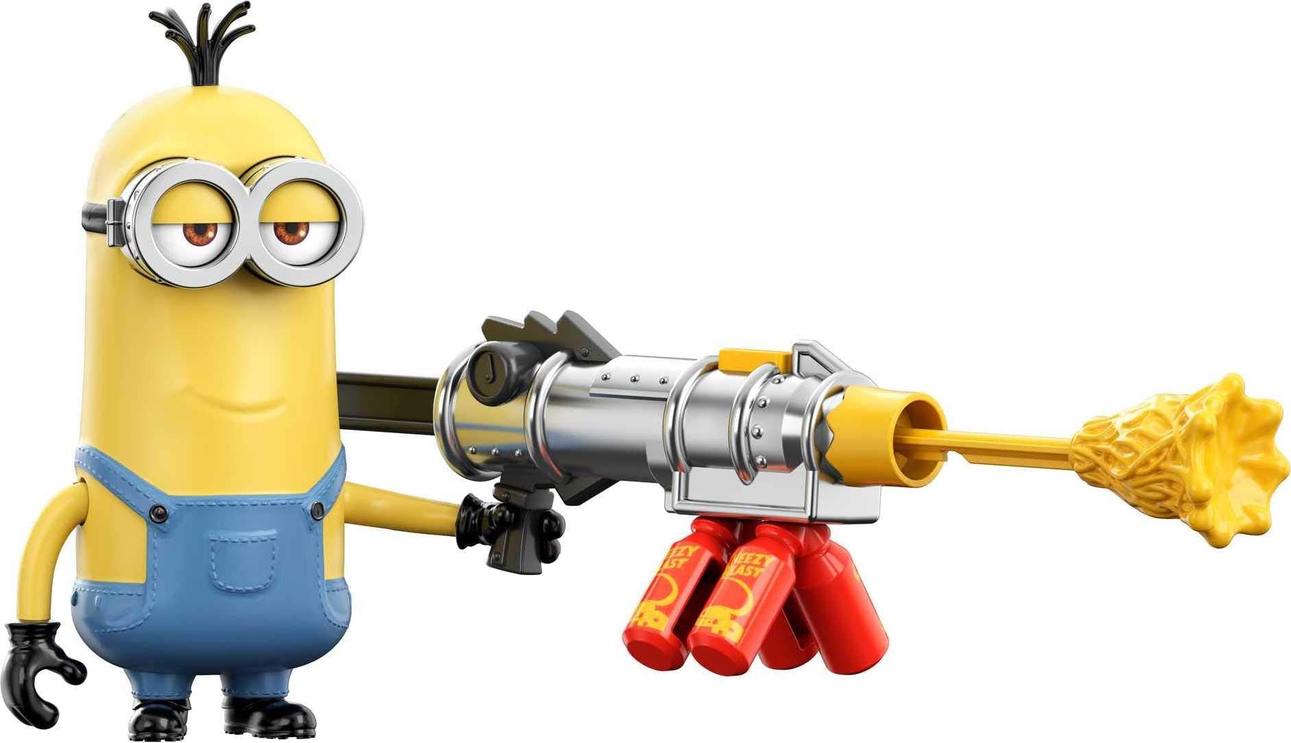 Minions: The Rise of Gru Cheese Blaster Kevin Action Figure Approx 4-in, Movie Character Toy with Blaster & Dual Button-Activate