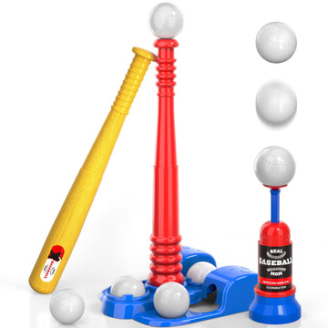 Bennol T Ball Set Toys For Kids 3-5 5-8, Kids Baseball Tee For Boys Toddlers Includes 6 Balls, Auto Ball Launcher, Outdoor Outside Sports T Ball Set Toys Gifts For 3 4 5 6 Year Old Boys Kids Toddlers