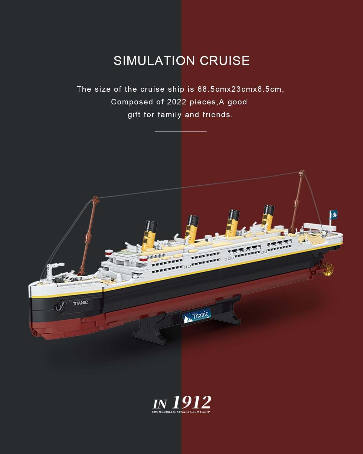dOvOb Titanic Model Building Blocks Set - 2022 Pieces, ABS Material, Assorted Color, Model FC6005