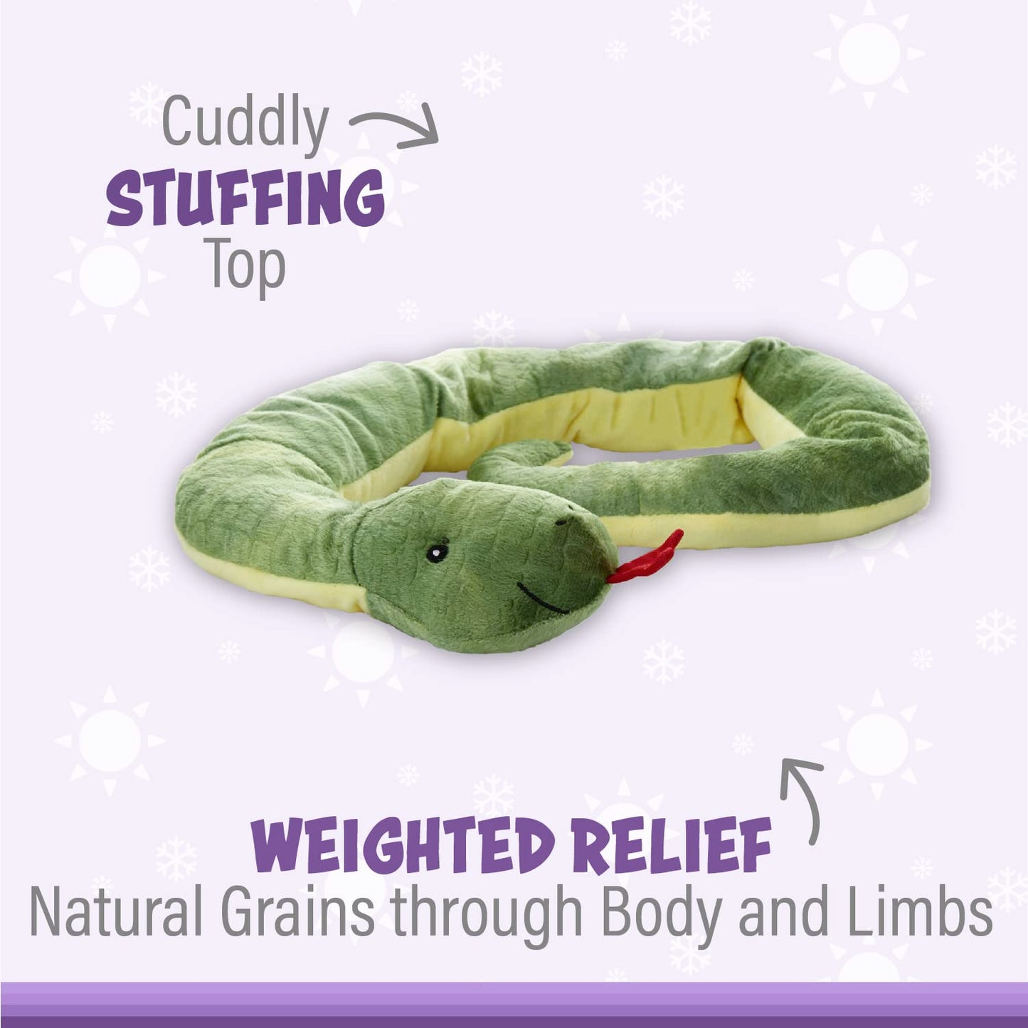 1i4 Group Warm Pals Sammy The Snake Plush Toy - 1.5lbs Lavender Scented Heated Stuffed Animal for Bedtime Comfort