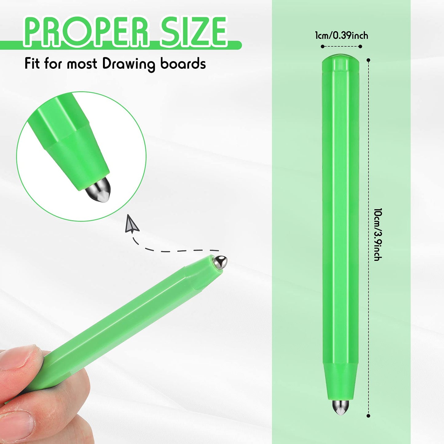 Outus Magnetic Drawing Pen Set - 3 Replacement Stylus Pens for Magnapad - Green - Durable ABS Material