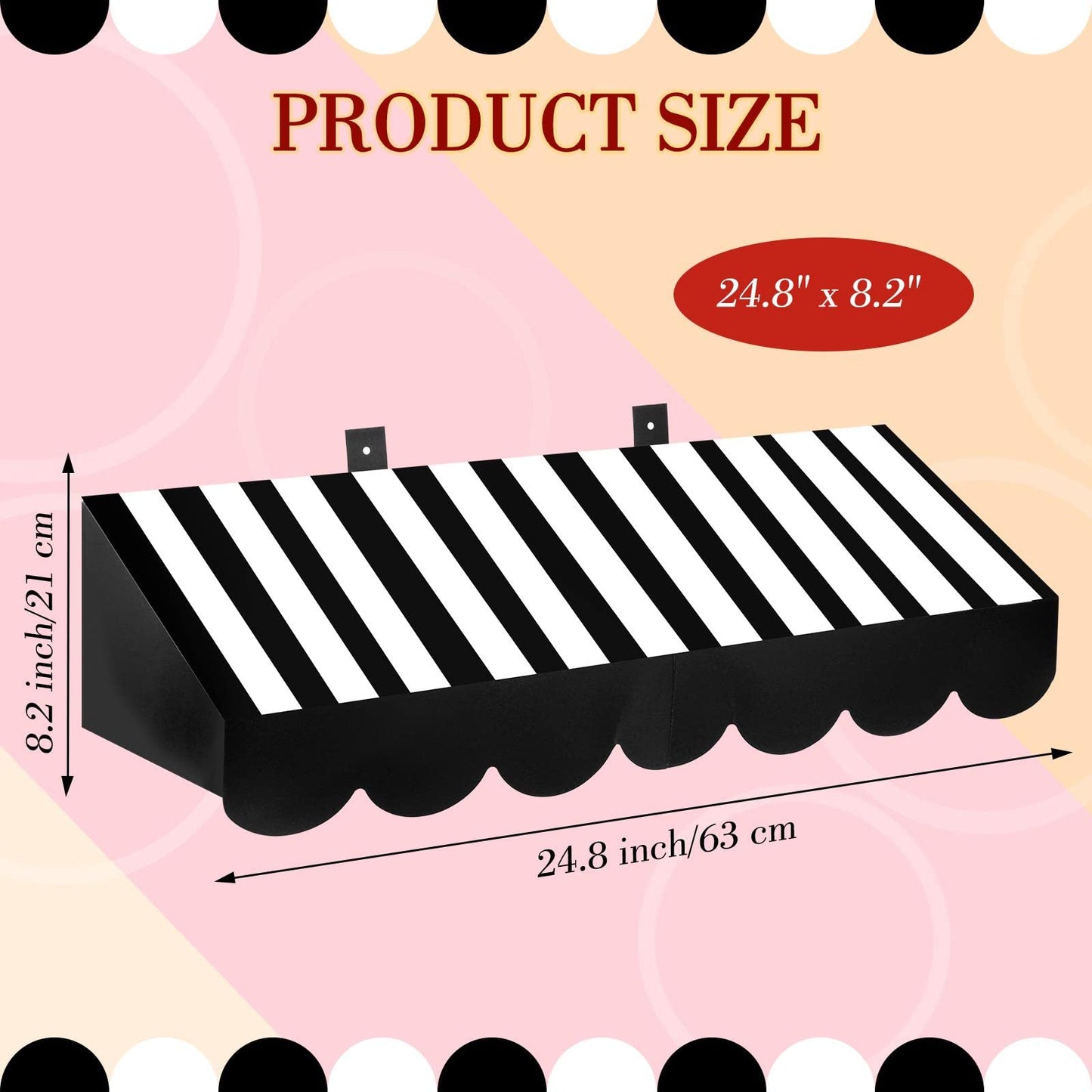 4 Pcs 3D Circus Awning Wall Decoration Carnival Stripes Awning for Carnival Theme Party Classroom Decorations(Black, Striped Sty
