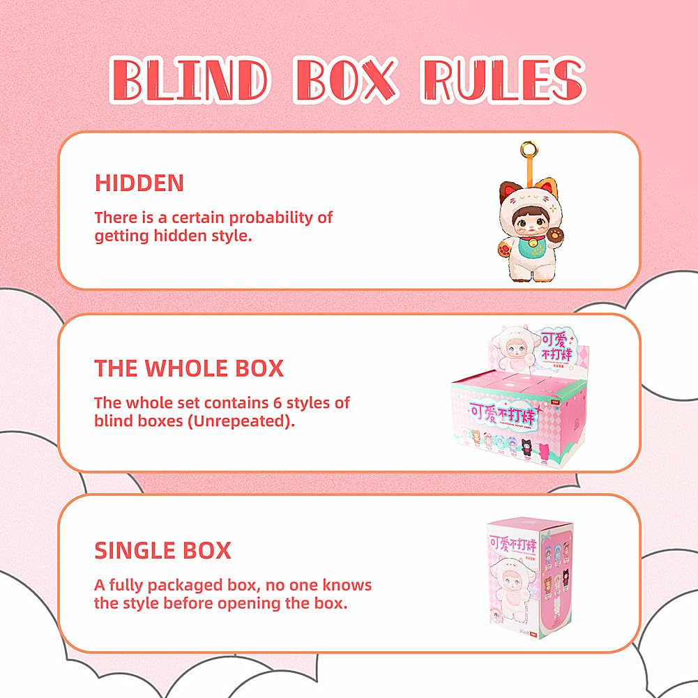 BIRZWOT Nommi Plush Blind Box - 6PCS Plush Figure Toys, Yellow, Polyester, 8.5 in, Loveliness Never Ends Series, No Repeat