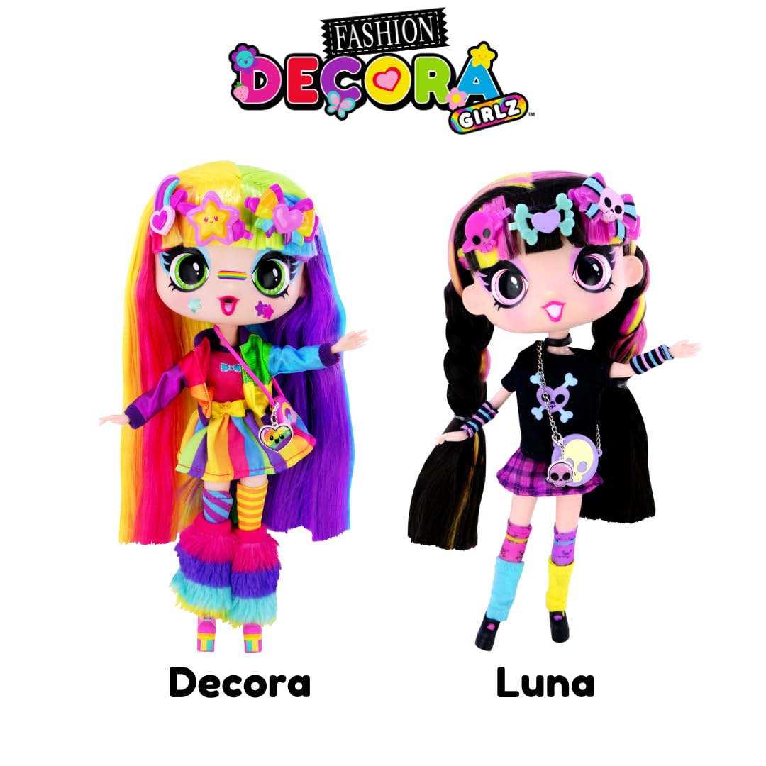 DECORA GIRLZ Fashion Girlz Dolls Set of 2 - 11" Multicolored Nylon Dolls with Clothes & Accessories, Model D1028