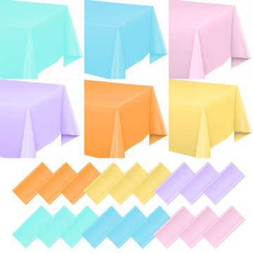 Moukeren 18 Pack Plastic Tablecloths Bulk 54 X 108 Inch Disposable Rectangle Table Covers Waterproof Party Table Cloths For Indo