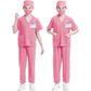 Mizzuco Doctor Costume For Kids,Toddler Nurse Scrubs Halloween Dress Up Cosplay For Boys Girls 3-12 Years (Pink, Xxxl-160Cm/10-1