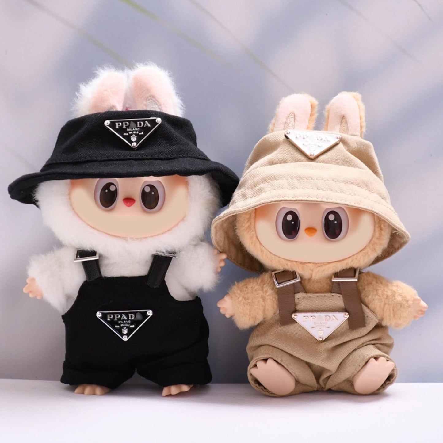 17cm Clothes Set(NO Doll), Hat & Overalls Set for 17cm Accessories Suit, Cute Clothes for Dress up Unique Style (Khaki)