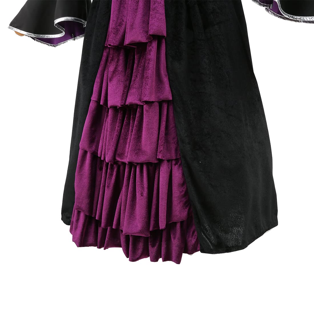 Yolsun Purple Witch Costume For Girls Bubble Sleeve Halloween Witch Dress For Kids (6-8 Years, Purple)