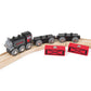 Hape Steam-Era Freight Train | Classic Black & Red Childrens Locomotive Toy with Unloadable Freight Wagons