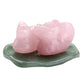 Crystaltears Rose Quartz Mandarin Ducks Love Birds On Lotus Leaf Green Aventurine Fengshui Figurines With Box Gift Valentines Day Gift
