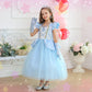 Luzlen Cinderella Costume For Girls Kids Blue Princess Dress With Accessories Halloween Birthday Party Outfits, 6-7Y(Tag 140)
