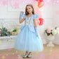 Luzlen Cinderella Costume For Girls Kids Blue Princess Dress With Accessories Halloween Birthday Party Outfits, 7-8Y(Tag 150)