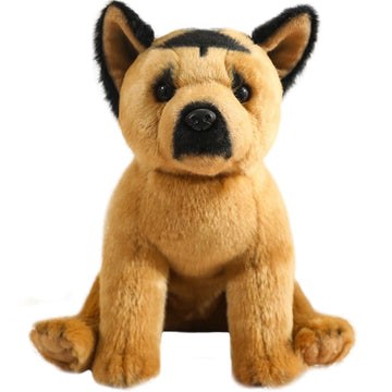 Elainren Sitting German Shepherd Stuffed Animals Simulation Shepherd Dog Plush Toy Lovely Brown Puppy Plushie Doll Gifts/6.69''