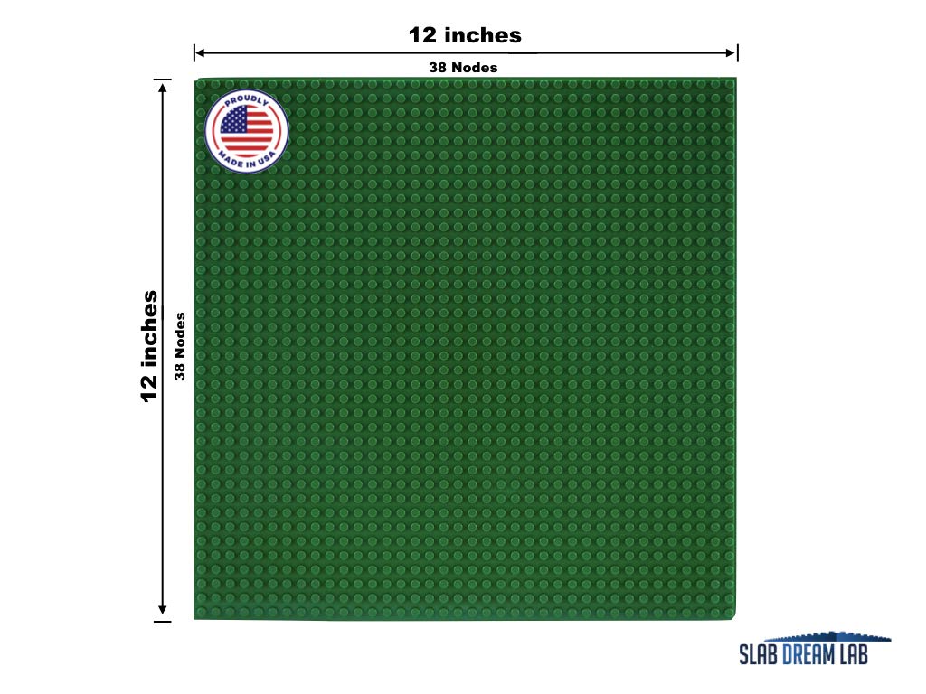 Slabdreamlab 12'X12' Slab Lite Baseplate For All Major Building Bricks And Blocks (Green, Single)