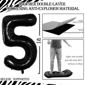 Goer Number 15 Balloons For 15Th Birthday Sweet 15 Party Decorations,42 Inch Jumbo Foil Helium 51 Balloons For 51St Birthday Party Decoration (Black)