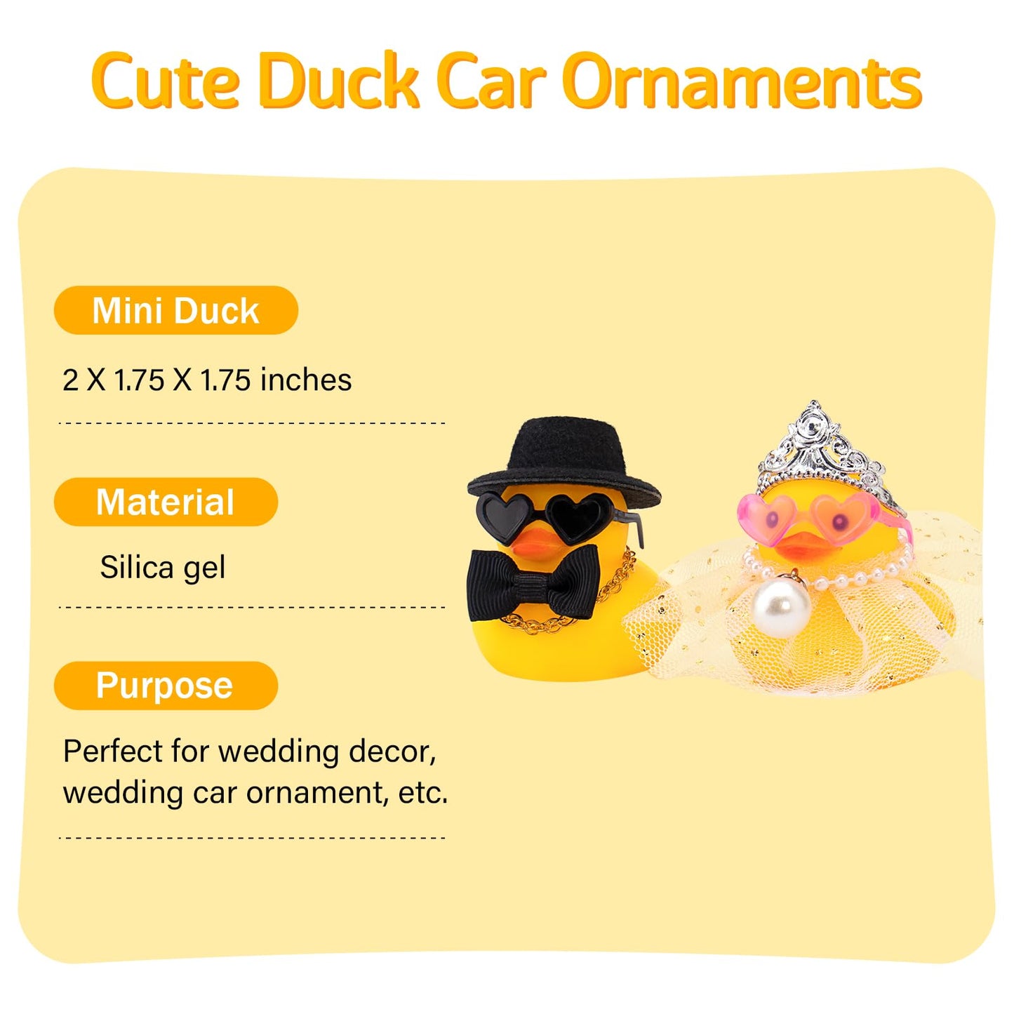 wonuu Pair Set of 2 Wedding Rubber Ducks  Bride Groom Duckies Marriage Rubber Duck Mini Couple Ducky for Ceremony Gift Souvenir Marry Blessings Elegant Heartwarming Present  White