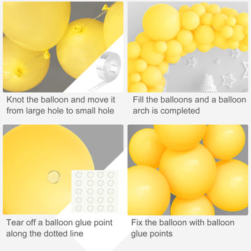Tuparka 102 Pcs Yellow Balloons Garland Arch Kit Different Sizes 5 10 12 18 Inch Pastel Yellow Party Balloons For Birthday Baby Shower Sunflower Theme Party Decorations