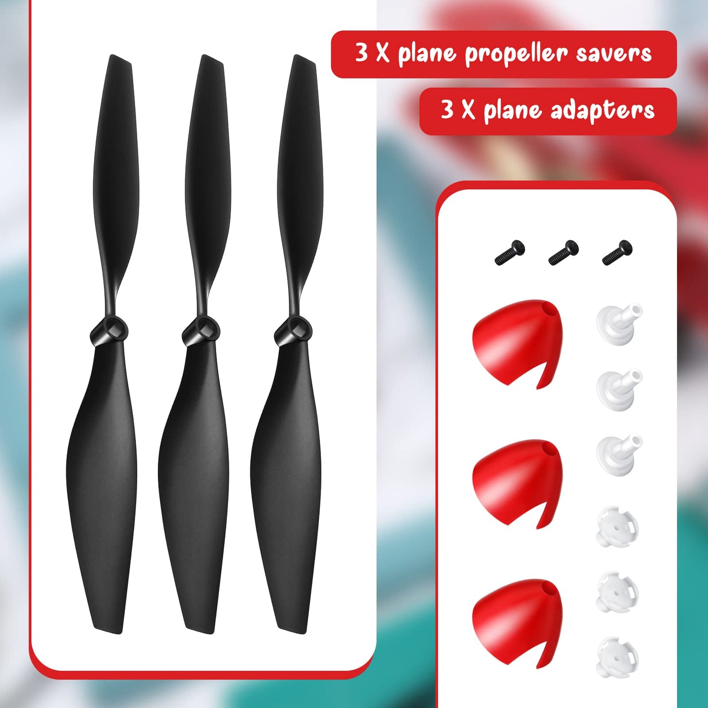 Spare RC Plane Propellers RC Airplane Carbon Fiber Nose Cone Compatible with Tr-p51 Rc Plane 4 Channel Remote Control Airplane w