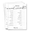 Wybgno Bridal Shower Games - 25 Word Scramble Cards, Paper, 7.28x5.71 inches, Minimalist White Wedding Party Supplies