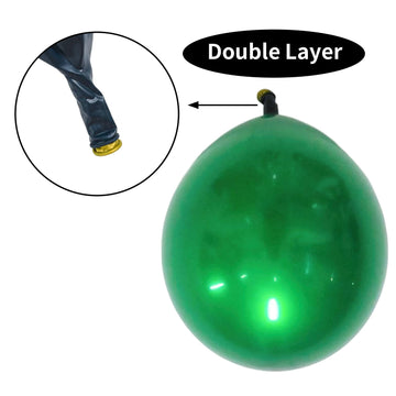 Chrome Green Balloons, 50 Pcs 10 Inch Double-Layered Metallic Dark Green Balloons, Shiny Thick Chrome Metallic Dark Green Latex Helium Balloons For Birthday Wedding Graduation Party Decoration Supplies
