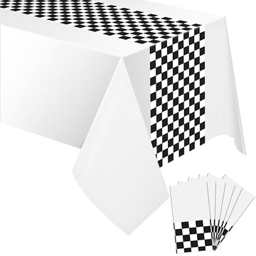Irenare Car Birthday Party Supplies Racing Party Decorations Road Tablecloth Racetrack Table Runner Table Covers For Kids Boy Car Theme Birthday Party, 54 X 108 Inch (White,6 Sheets)