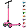 Allek Kick Scooter B03, Lean 'N Glide 3-Wheeled Push Scooter With Extra Wide Pu Light-Up Wheels, Any Height Adjustable Handlebar And Strong Thick Deck For Children From 3-12Yrs (Rose Pink)