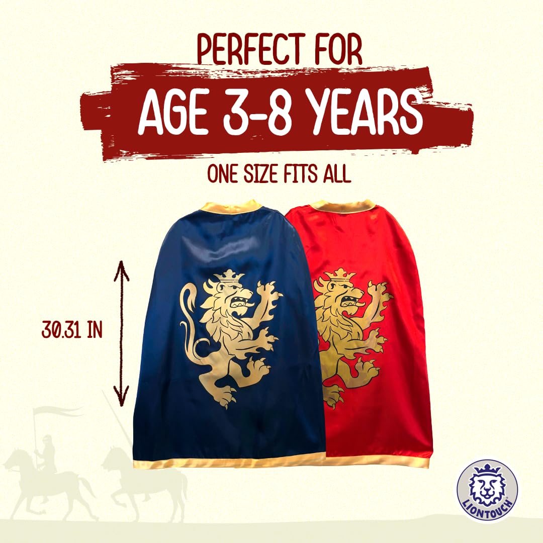 Liontouch - Noble Knight Cape for Boys, Blue & Red | Age 3-8 Years - One Size Fits All | Medieval Pretend Play Toy Cloak for Kid
