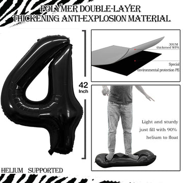 Goer Number 14 Balloons For 14Th Birthday Sweet 14 Party Decorations,42 Inch Jumbo Foil Helium 41 Balloons For 41St Birthday Party Decoration (Black)