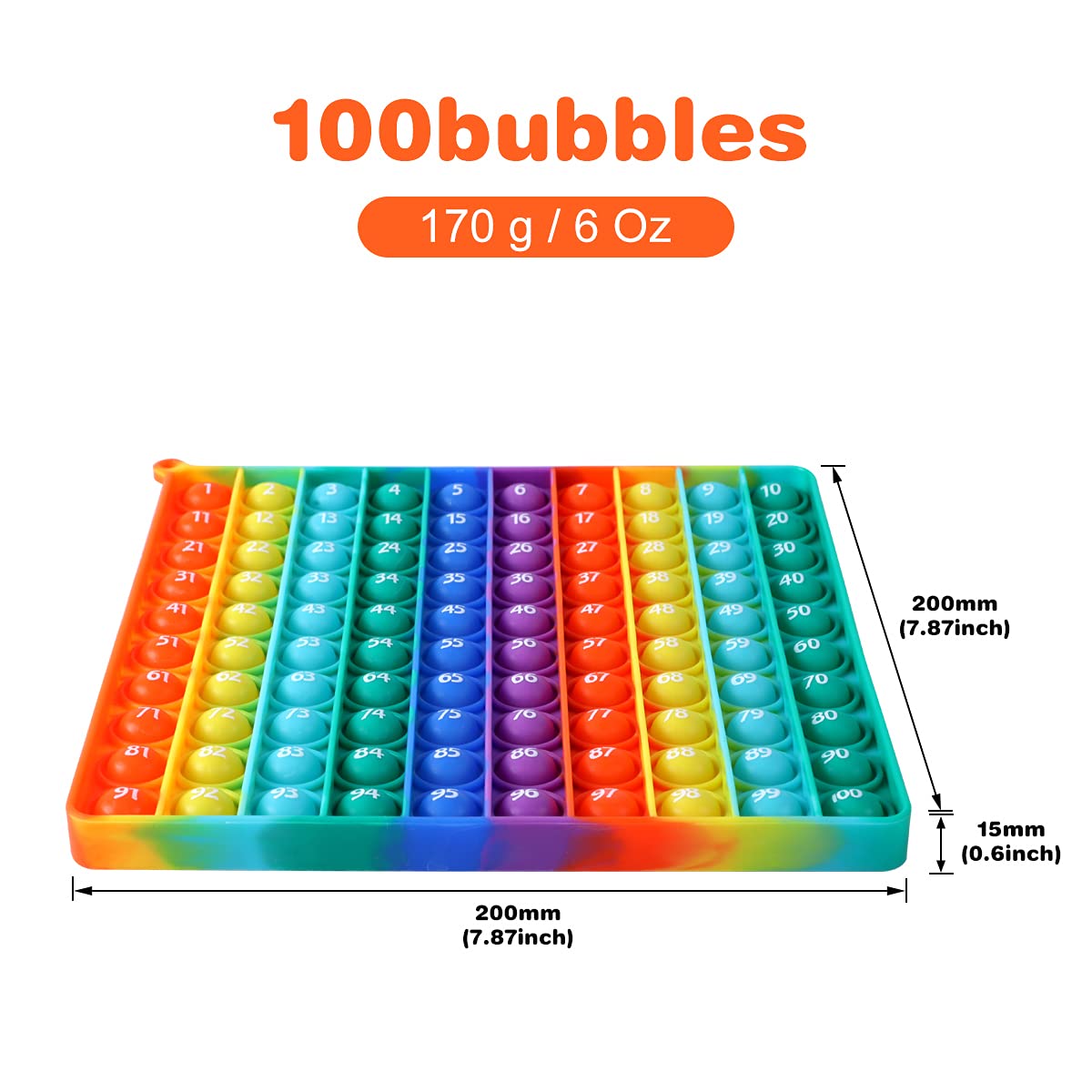 Math Toys P0P With Numbers, Kingmall 1-100 Pop Rainbow Square Fidgett Ttoy 100Bubbles Learning Tool For Teachers To Create Kinds Of Math Manipulatives?With 1-100 Numbers Tables?
