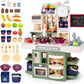 Kids Pretend Play Kitchen Set  37PCS Cooking Toy with Real Steam, Light & Sound | Play Sink with Running Water, Oven, Stove, Fo