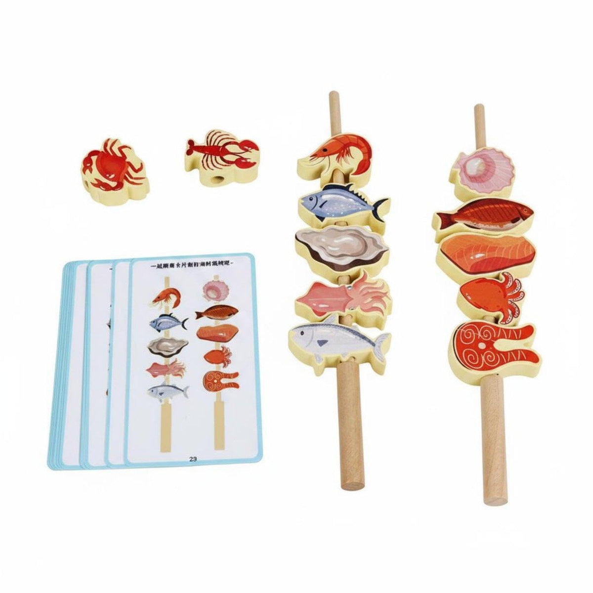 Club BollywoodFruit Skewer Threading Game Color & Shape Recognition Wooden Fruit Lacing Beads Develops HandEye Coordination Woo