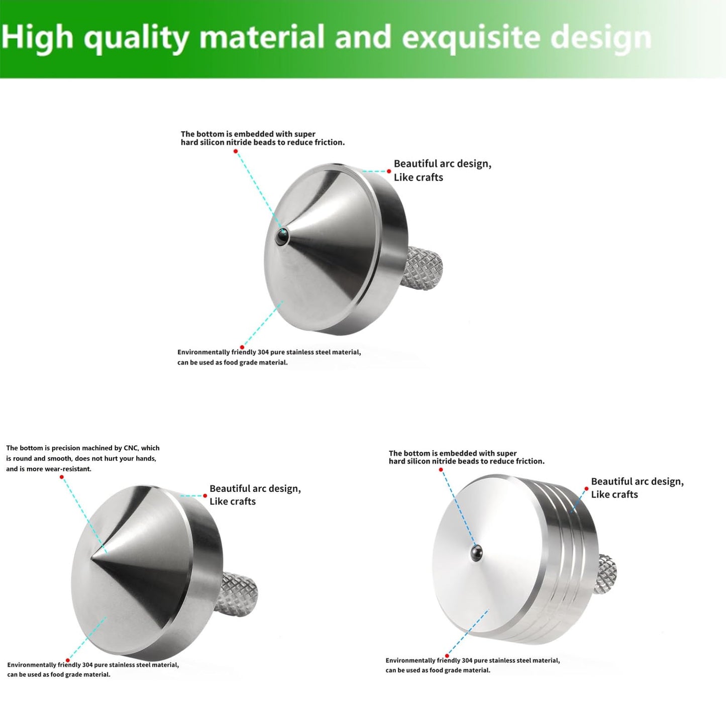 CHEETOP Stainless Steel Spinning Top  Precision Mini Desktop Gyroscope  Kill Time Reduce Stress ADHD Toys  Perfect Balance Gyro (3PCS Style 1+Style 3+Style 4)