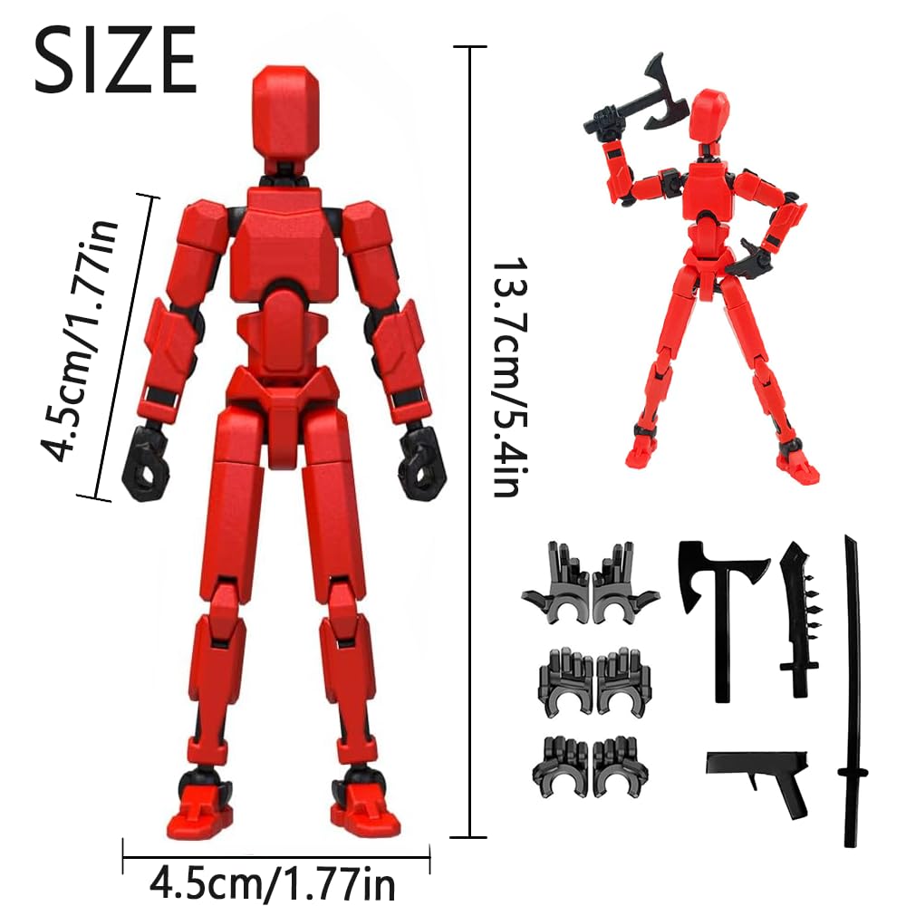 Titan 13 Action Figure Lucky Robot 13 Action Figures Funny 3D Printed Multi Jointed Action Figures Nova 13 Action Figure Desktop Decorations Game Gifts for Kids mature-themed (Red)