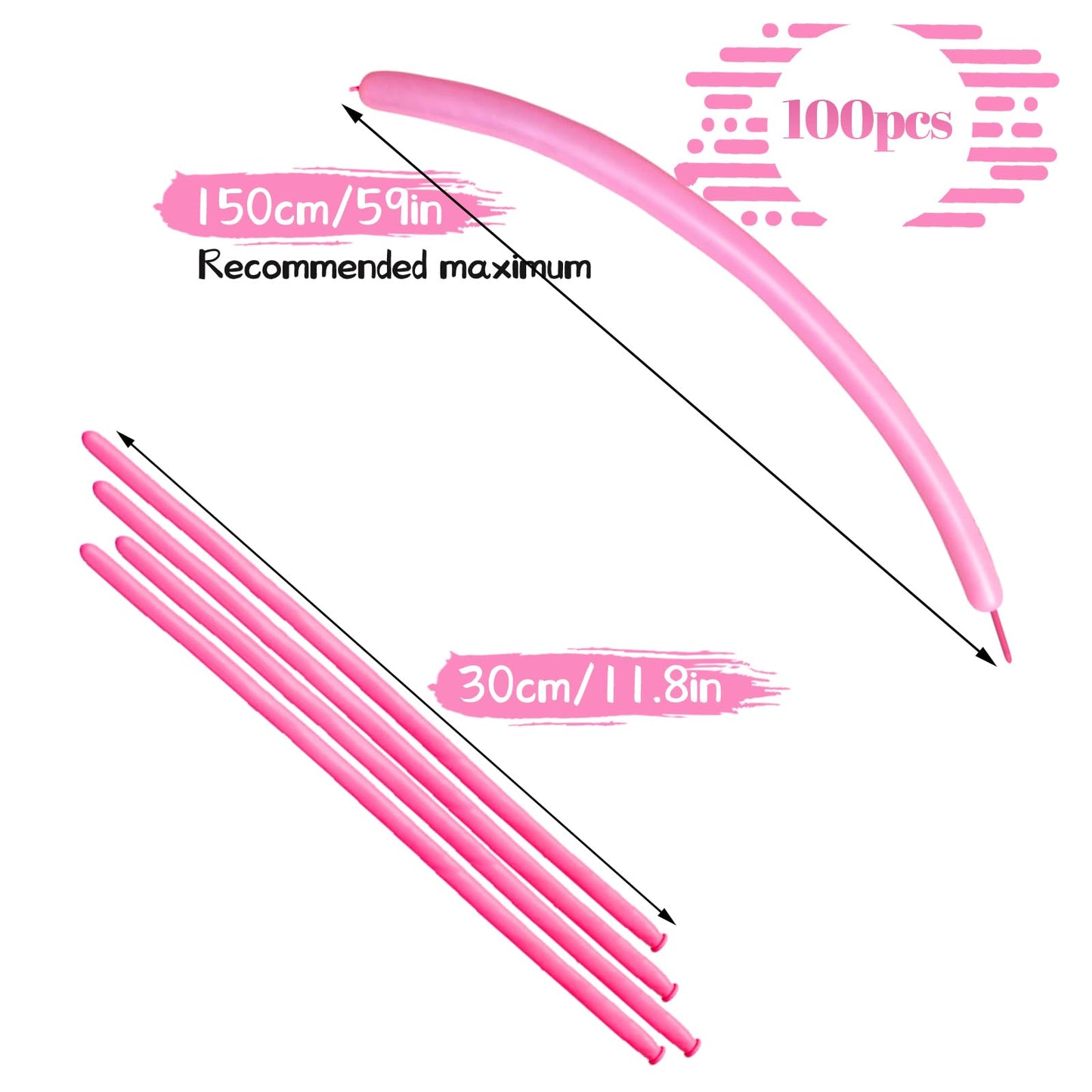 Lxzfcrg 260 Balloons Pink Long Balloons For Balloon Animals, Thickening Long Skinny Latex Twisting Balloon For Balloon Garland H