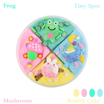 2 Pack Four Color Slime Toy - Candy Bag Packaging Butter Slime With Eight Cute Charms Included,Super Soft & Non-Sticky,Education
