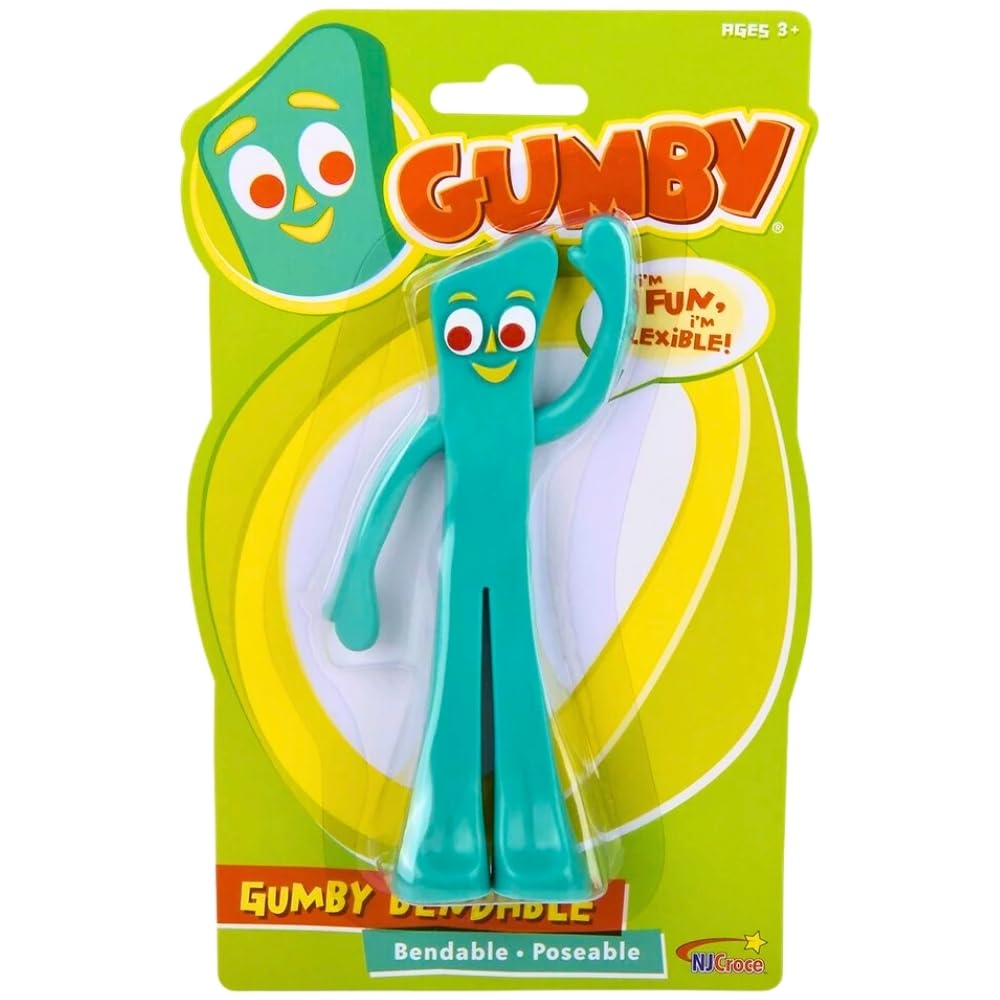 NJ Croce Bendable Gumby Figure - Poseable Green Toy, PVC Material, Pack of 1, Model GP 100