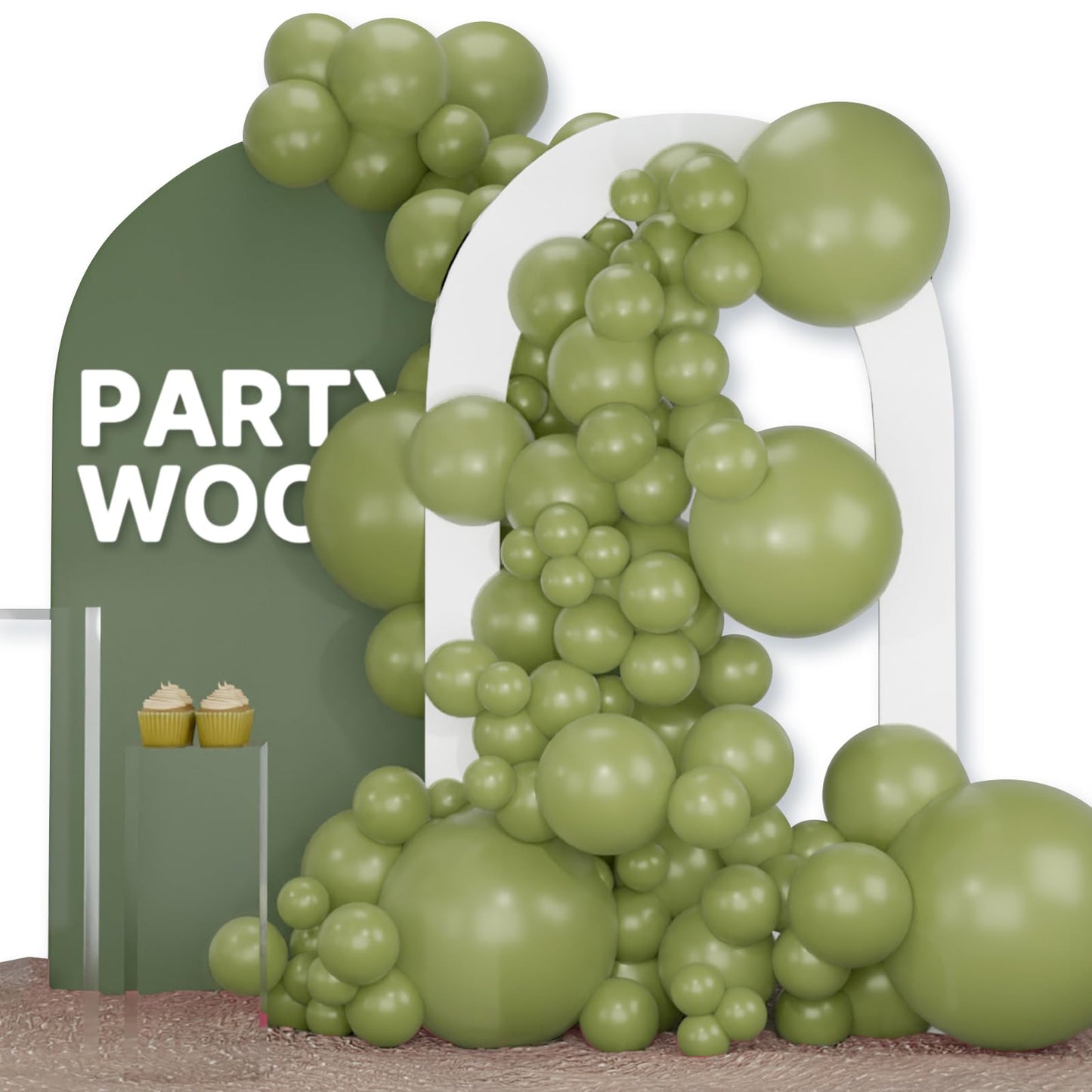 Partywoo Sage Green Balloons 120 Pcs Olive Balloons Different Sizes Pack Of 18 12 10 5 Inch Olive Green Balloon Arch Kit Sage Balloon Garland As Forest Baby Shower Birthday Party Decorations Green-F11
