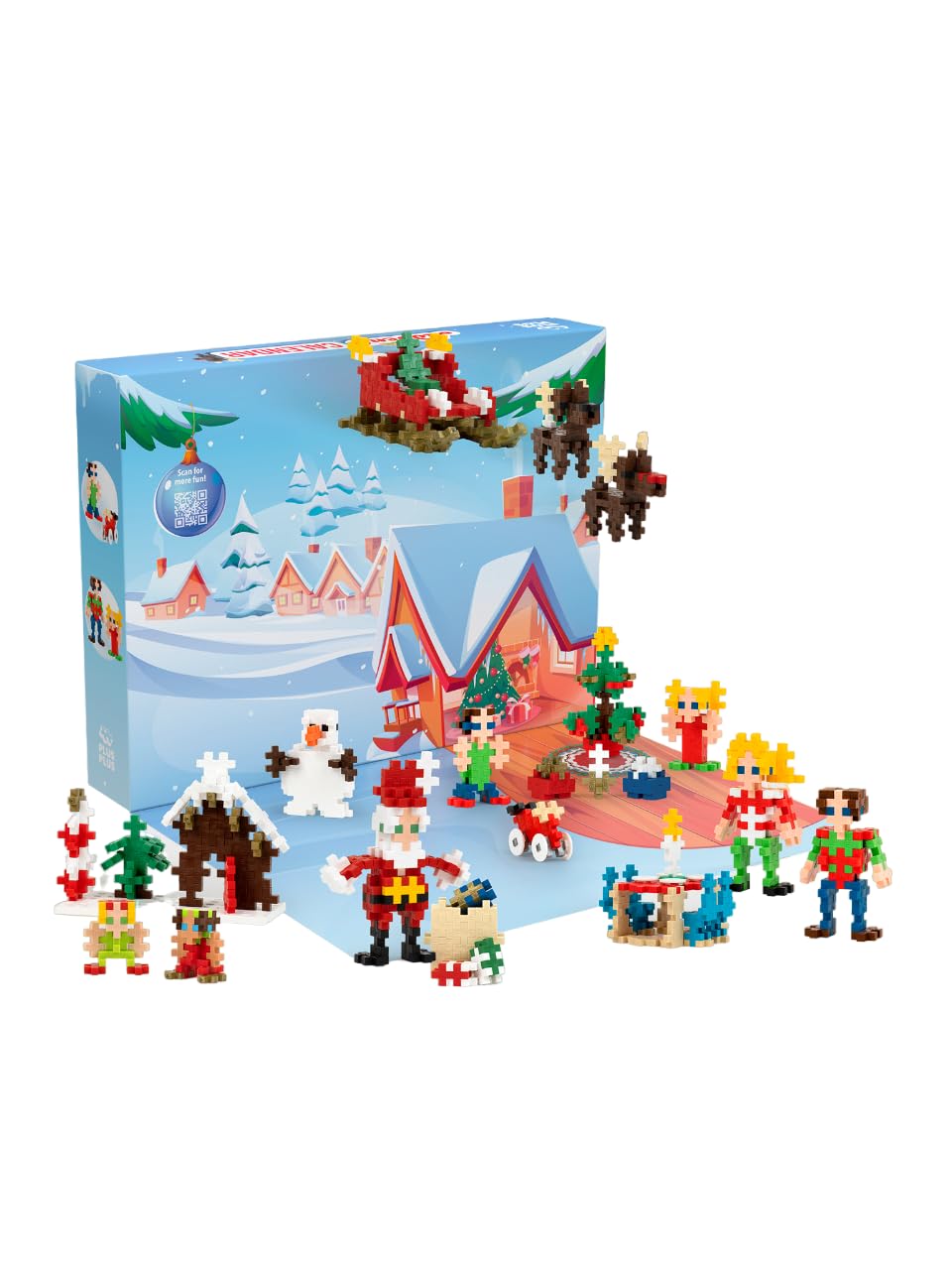 PLUS PLUS Christmas Advent Calendar 2024 - 25 Kids Building Block Toys, 600 Pieces, Fun Holiday Countdown, Multicolored