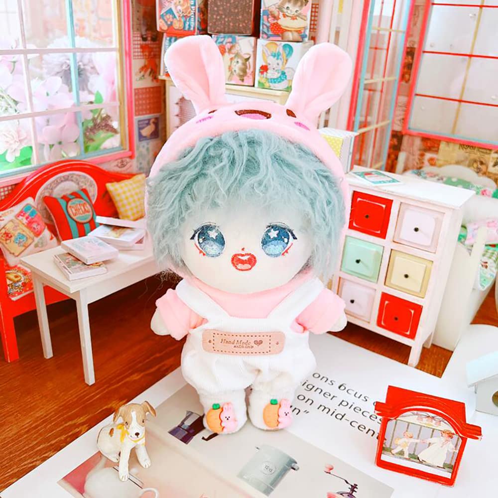 Niannyyhouse Rabbit Suit Dress Up Hoodie Corduroy Overalls Shoes 7.8In(20Cm) Plush Doll Stuffed Figures Toys Clothes Accessories