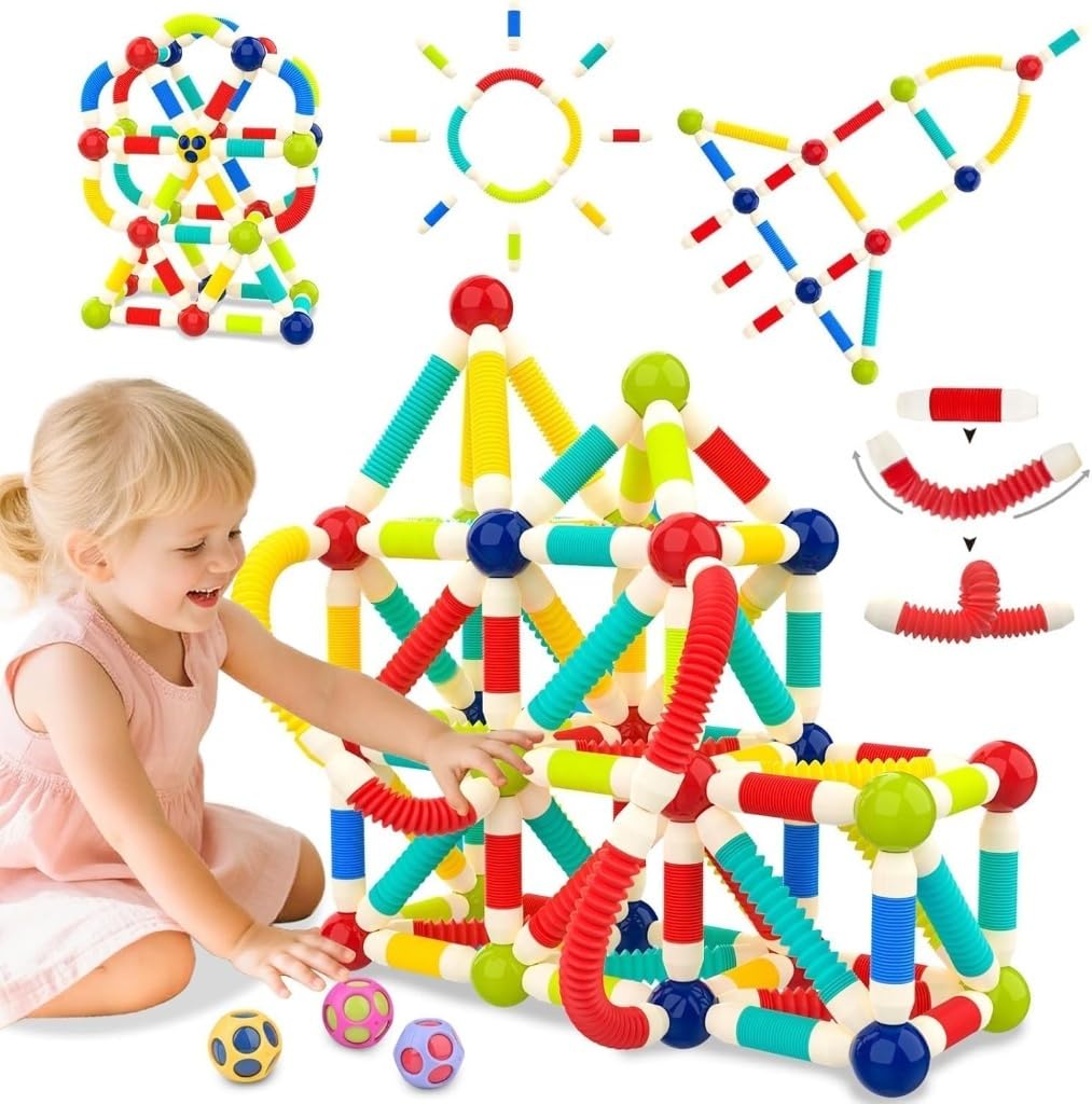Notflux Toy Store Magnetic Blocks For Kids 36 Pcs  Montessori Stem Educational Building Construction Set With Magnet Pop Tubes 