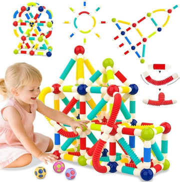 Notflux Toy Store Magnetic Blocks For Kids 36 Pcs  Montessori Stem Educational Building Construction Set With Magnet Pop Tubes 