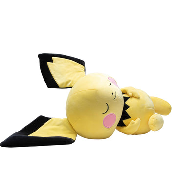 Pokemon Pichu Sleeping Plush - 18-Inch Premium Polyester Toy, Soft Pichu Design, Model PKW4323