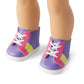 American Girl Truly Me 18-Inch Doll 110 With Light-Blue Eyes, Wavy Blonde Hair With Purple And Blue Highlights, Light Skin With Warm Olive Undertones, Purple Printed T-Shirt Dress